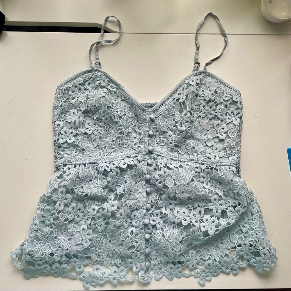 Abercrombie Lace Peplum Cami light blue